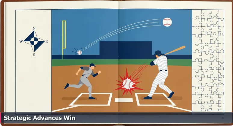 Baseball metaphor showing a home run hit falling short as a long out, while a runner scores on a single, symbolizing tech salaries versus cost of living in Berkeley.