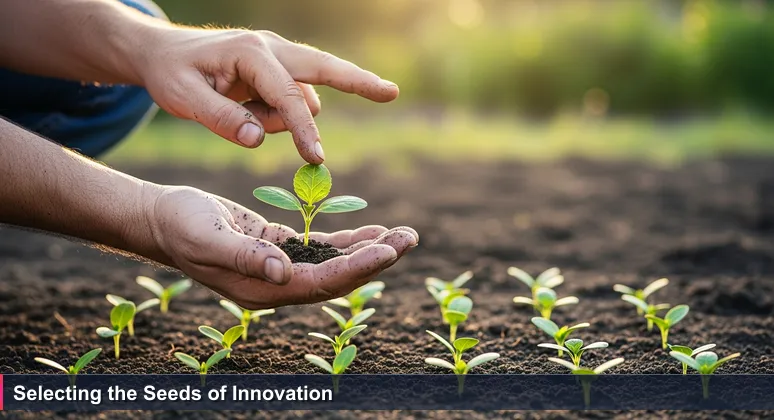 Close-up of a gardener's hands holding a green seedling in dark soil, symbolizing the careful selection of AI startups in Tallahassee.