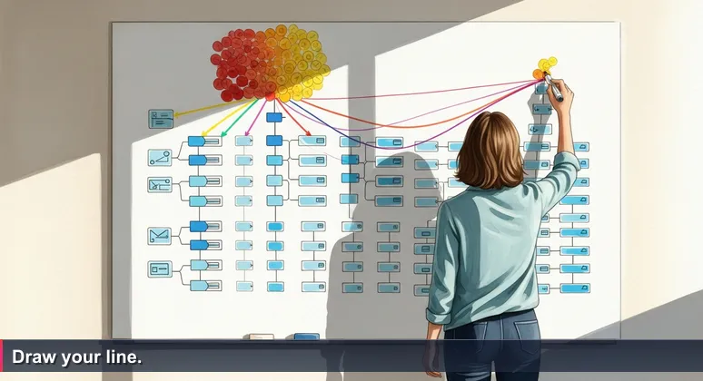 A woman stands before a whiteboard covered in node-and-line diagrams, drawing a connection with a marker in a Taipei co-working space.