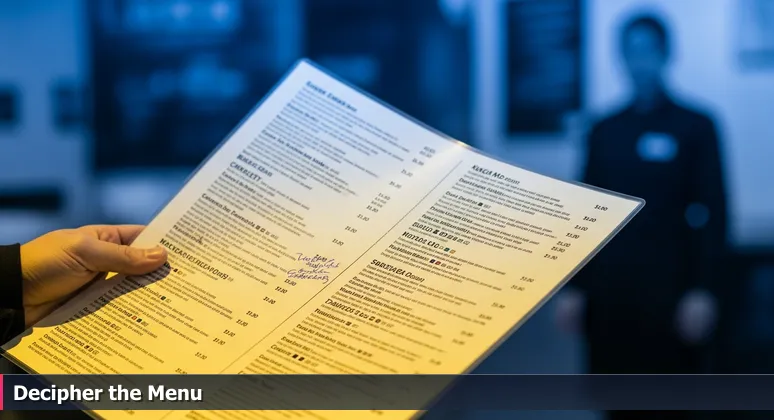 Close-up of a hand holding a complex restaurant menu, symbolizing the many funding options for tech training in Madison, WI.