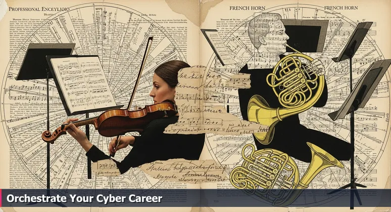 Backstage symphony scene with a violinist and French horn player, representing the specialized cybersecurity job market in Boise, ID for 2026.