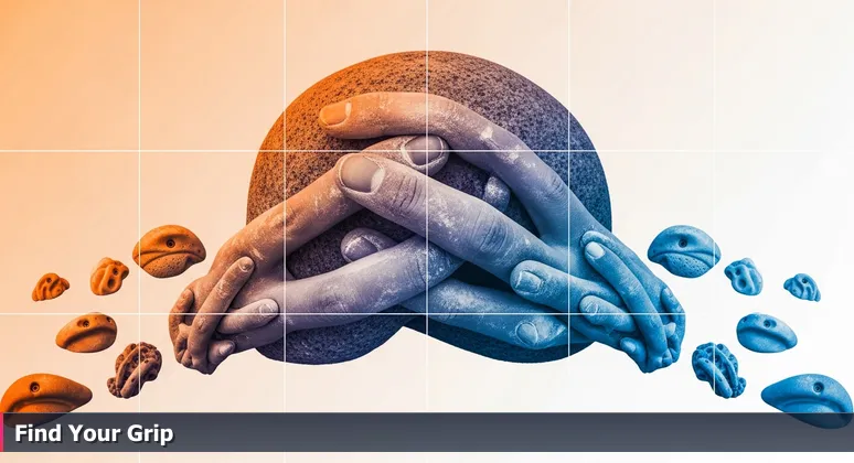 Close-up of chalk-dusted fingers gripping a textured rock handhold in the Boise foothills, symbolizing the search for foundational support in tech ventures.