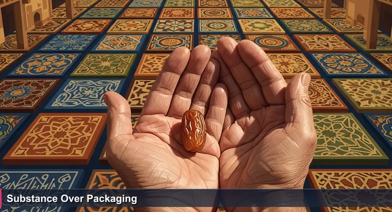 Close-up of experienced hands assessing a premium date at Souq Waqif market in Doha, symbolizing skill over degree in Qatar's tech job market for 2026.