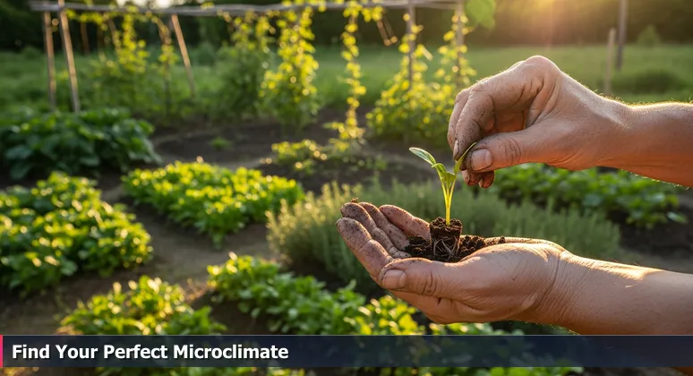 Gardener's hands holding a seedling with soil, set against a lush garden, symbolizing the nurturing of women's tech careers in Carmel, Indiana's vibrant ecosystem.