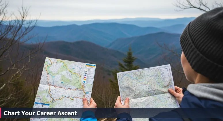 A hiker in the Great Smoky Mountains comparing a simple trail map to a detailed topographic map, symbolizing nuanced insights into Knoxville's AI salary landscape.