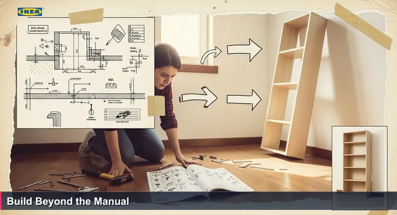 A visual metaphor for AI career building: a person frustrated while assembling a bookshelf, with an overlayed schematic showing Luxembourg's regulatory and data environment.