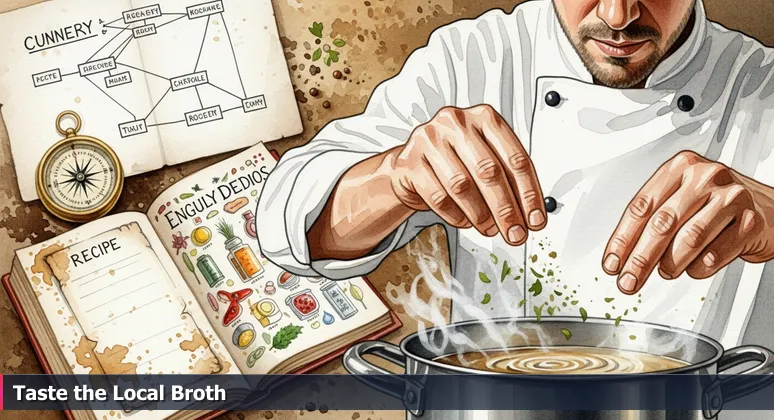 Close-up of a chef's hands seasoning a simmering pot, with a splattered recipe card in the background, symbolizing mastering AI skills in Milwaukee's local ecosystem.