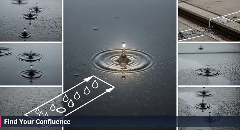 A raindrop splashes on a wet Milwaukee street, symbolizing how individual tech careers join larger networks for growth in the local ecosystem.