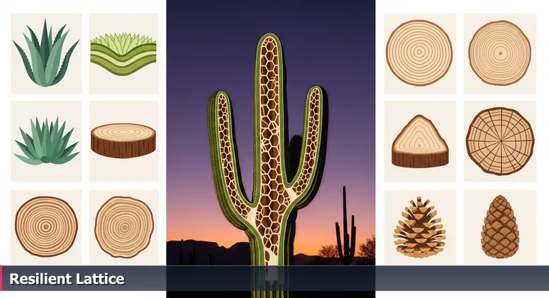 Cross-section of a saguaro cactus revealing intricate wooden lattice, symbolizing Mesa's hidden AI engineering strength.