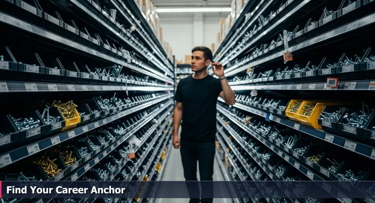 A person in a hardware store aisle, hesitating over a choice of fasteners, symbolizing the decision of selecting an AI bootcamp in Murrieta, CA.