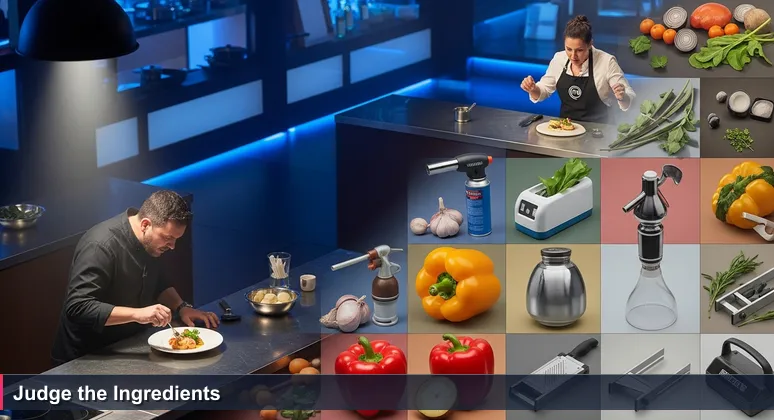 A MasterChef NZ-inspired scene with a judge tasting a dish while a nervous AI engineer looks on, symbolizing high-stakes career choices in New Zealand's tech hubs.