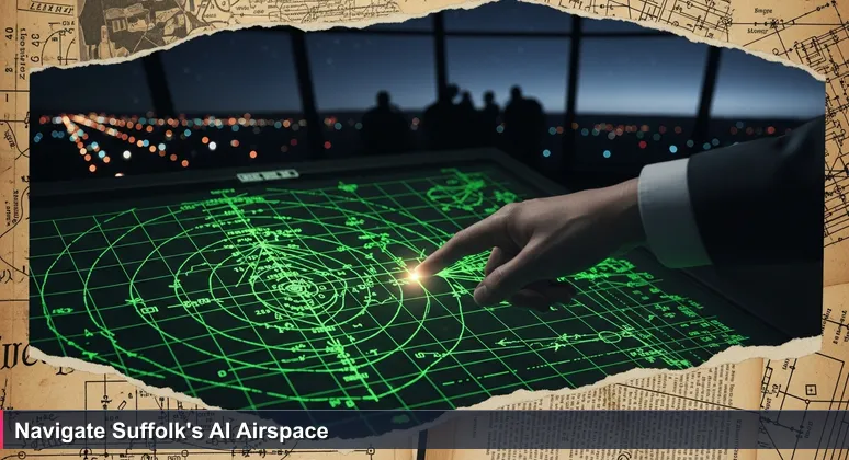 Close-up of an air traffic control radar screen with glowing green vectors and aircraft blips, symbolizing the precision needed to navigate AI careers in Suffolk, Virginia's industrial ecosystem.