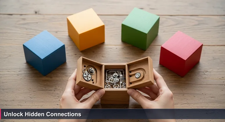 Close-up of hands opening a Japanese puzzle box to reveal interlocking gears and hidden channels, symbolizing the connected tech workspaces in Suffolk, VA.