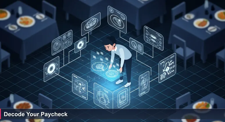 A tech professional in Lima squints at a menu with salary numbers, with a plated lomo saltado nearby, symbolizing the challenge of translating costs to value.