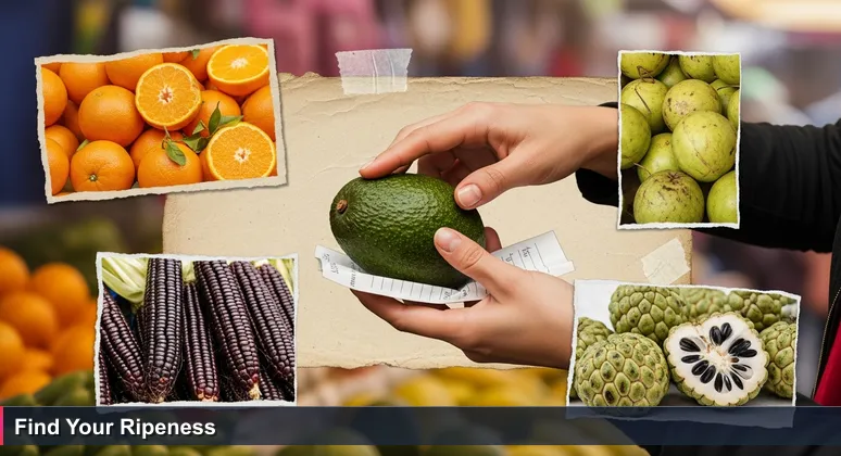 Hands at Surquillo market in Lima checking an avocado's ripeness, symbolizing discerning startup choices for junior developers in Peru's tech scene.