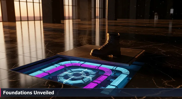 Image showing the hidden infrastructure beneath a shiny tech building, representing Livermore's role in foundational tech careers.