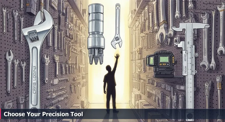 A person in a hardware store aisle contemplating a wall of specialized tools, symbolizing the selection of AI startups in League City, Texas.