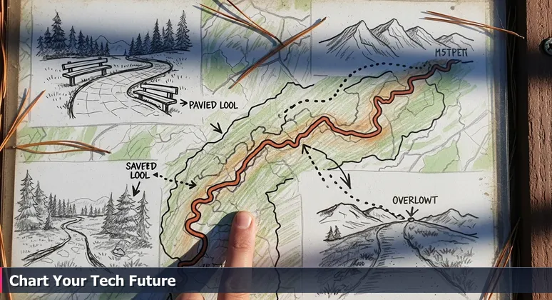 A hand tracing paths on a public park trail map, symbolizing exploration of free tech training in League City.