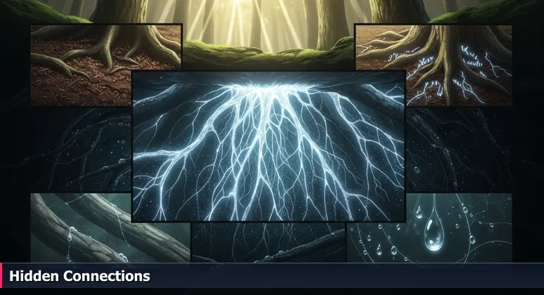 A close-up of mycelial threads in forest soil, symbolizing the interconnected support system for women in technology in Louisville, Kentucky.