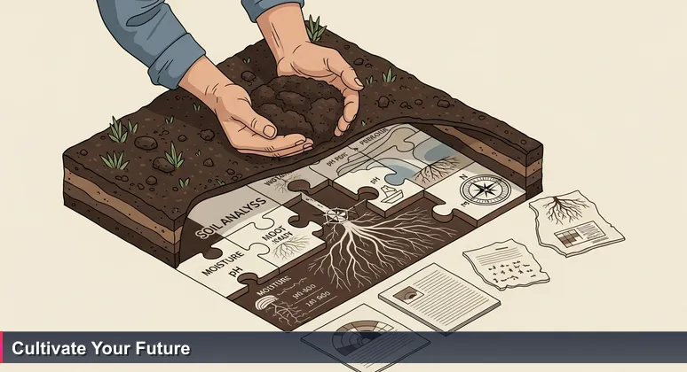 A vintner's hands in rich, dark soil at dawn in a Santa Ynez Valley vineyard, symbolizing the foundational work needed for an AI career in Santa Barbara.
