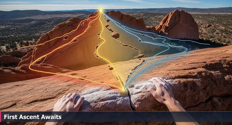 A climber's chalk-dusted hands on a granite rock face in Garden of the Gods, symbolizing career choices for junior developers in Colorado Springs tech startups.