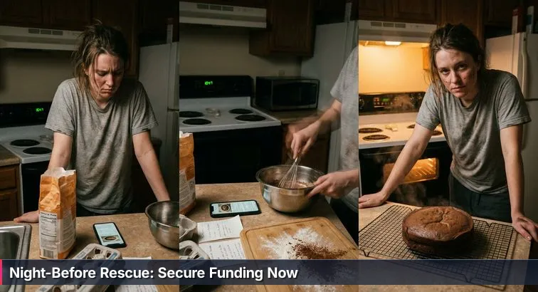 Person at a kitchen counter organizing documents and a laptop, with phone and coffee nearby, preparing to apply for Worker Retraining.