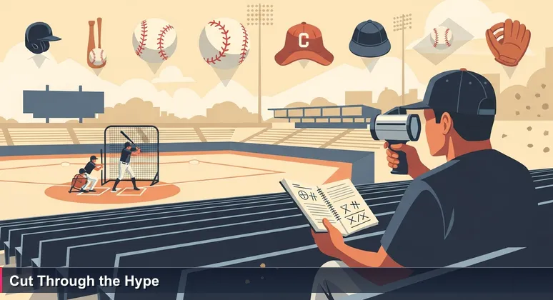 A baseball scout evaluating a player at a minor league stadium, representing the careful search for the right AI bootcamp in San Francisco for 2026.