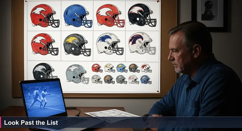 A scout in a Dublin office analyzing video footage on a laptop, with a printed top 10 tech salaries list ignored on the desk, symbolizing deep evaluation beyond rankings.