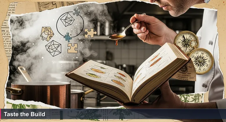 Chef's hands in a Toledo kitchen tasting sauce from a pot, representing hands-on AI career development and practical application in a real-world setting