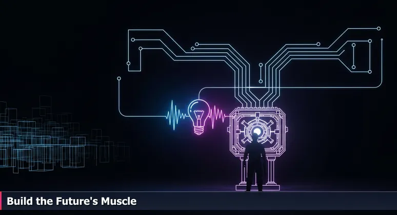 A technician in a hi-vis vest at an electrical substation, representing Aurora's critical role as the infrastructure hub for Midwest tech careers with a city skyline in the background.