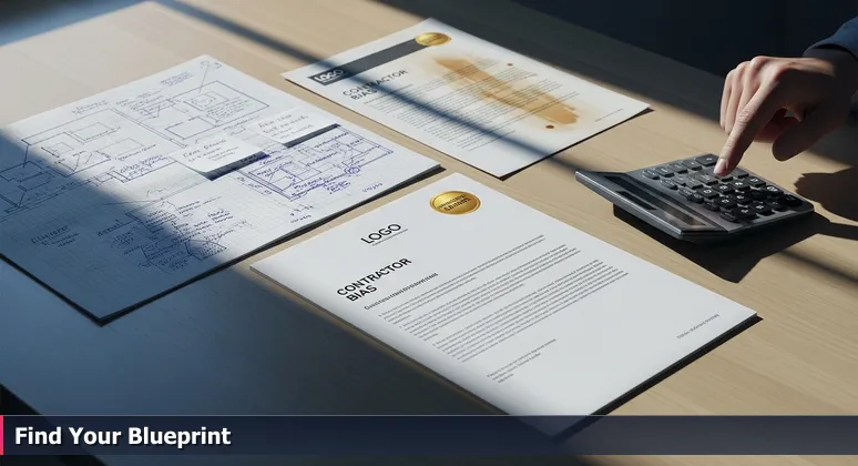 A close-up of three contractor bids on a kitchen table, symbolizing the critical decision of choosing an AI bootcamp for careers in Aurora, IL's tech landscape.