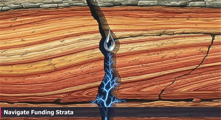 A raindrop on layered Chuckanut sandstone, symbolizing hidden funding pathways for tech education in Bellingham, Washington.