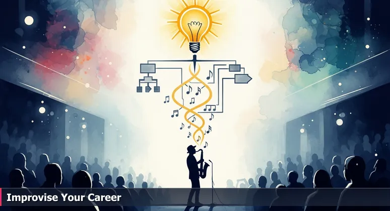 A saxophonist improvising a daring solo in a dim New Orleans jazz club, symbolizing tech innovation and creative risk in the city.