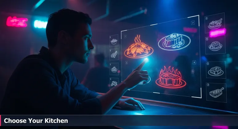 A tech professional in a New Orleans jazz restaurant looking at a menu, symbolizing the choice of coworking spaces for AI and machine learning careers in 2026.