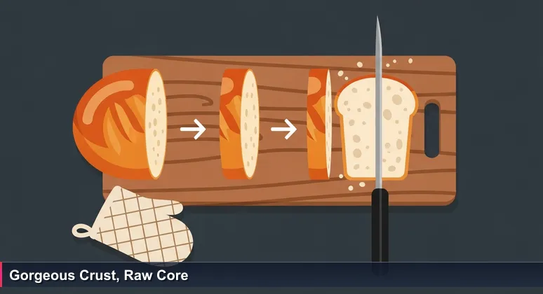 A sliced artisan bread loaf with a raw, gummy interior, symbolizing the gap between learning AI basics and mastering production-ready engineering in Seattle.