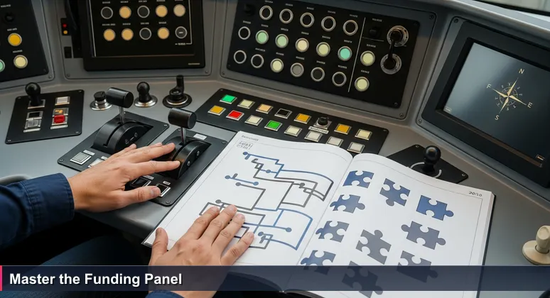 Close-up of hesitant hands hovering over a complex control panel with glowing buttons, symbolizing the decision-making challenge in funding tech training in Mexico for 2026.