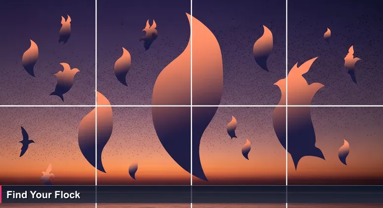 A murmuration of starlings at dusk over Lake Chapala, Jalisco, symbolizing the collective strength of women in tech communities in Mexico.