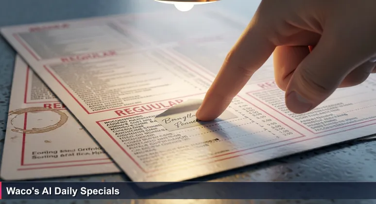 Close-up of a diner menu with a handwritten 'Daily Special' note taped over, symbolizing unique AI startups in Waco, TX.