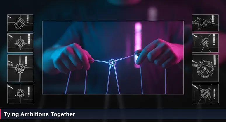 Close-up of hands tying a knot in a traditional Ethiopian net, representing interconnected support networks for women in tech in Addis Ababa.