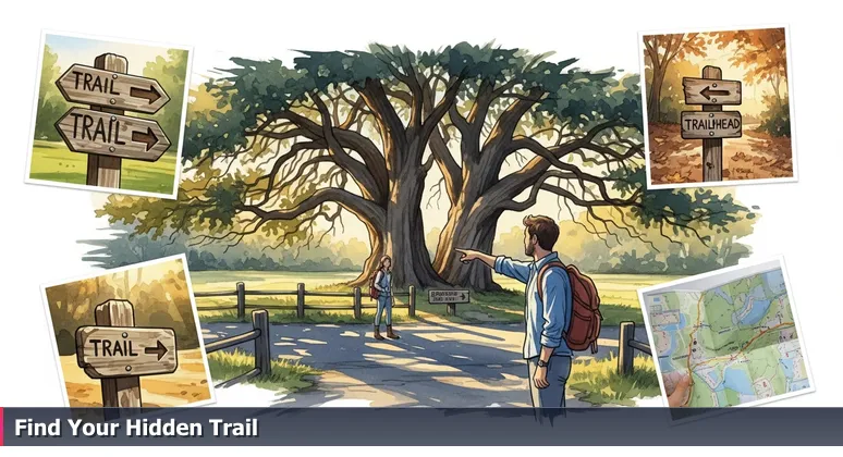 A local guide points to a hidden trailhead in a Macon park, symbolizing insider access to women in tech resources for career growth.