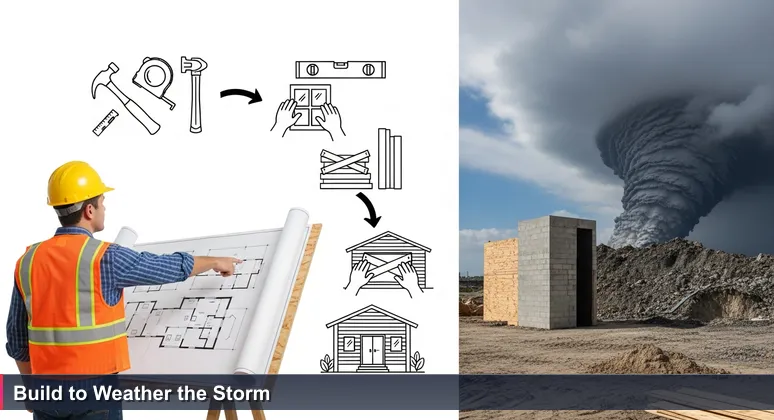 A contractor in West Palm Beach examines blueprints on a construction site as a hurricane approaches, symbolizing AI career planning.