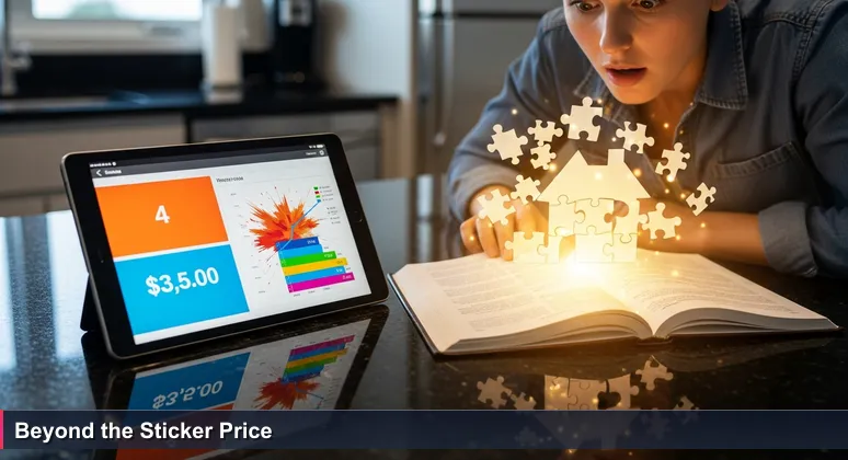 A tablet on a West Palm Beach kitchen counter showing two property listings, symbolizing hidden costs and value in AI compensation packages