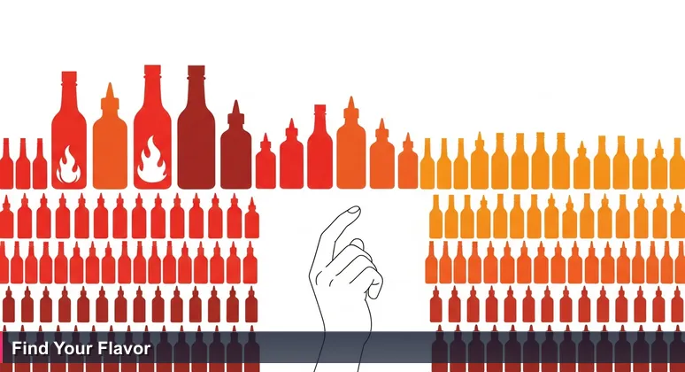A hand hesitating before a shelf with hot sauce bottles, symbolizing tech career choice in West Palm Beach's job market.