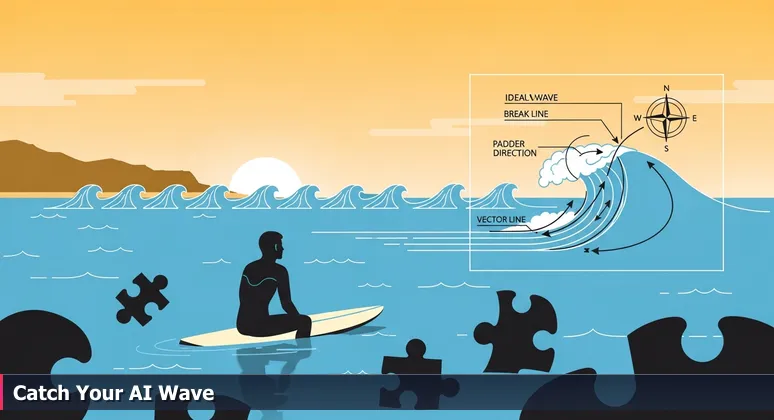 A lone surfer sits on a surfboard during golden hour off an Orange County beach, looking out at the horizon where clean waves are forming.