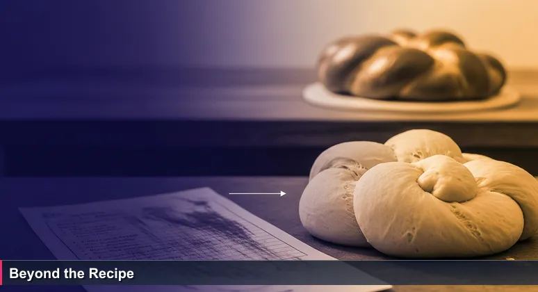 A handwritten recipe card next to a poorly made Israeli dish, with a perfect version blurred in the background, symbolizing the gap between theory and practice in AI engineering.