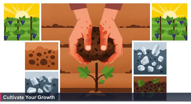 A vintner's hands examining soil in a vineyard, symbolizing the hidden foundations of Israel's best tech coworking spaces and incubators for 2026.