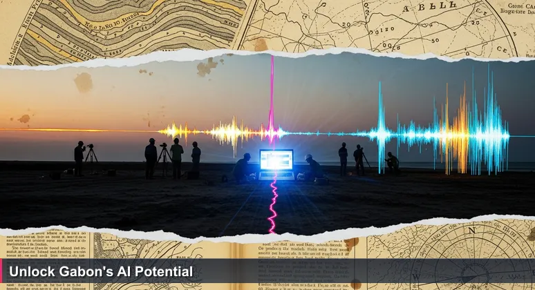 A data interpreter in Gabon analyzes seismic data on a laptop at dusk, revealing hidden opportunities for AI careers.