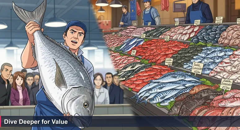 A fishmonger at Marché du Mont-Bouët in Libreville holding a large capitaine fish, symbolizing the hunt for top tech jobs in Gabon.