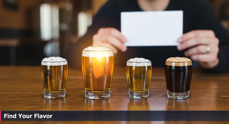 Four glasses of craft beer on a rustic wooden table in a Little Rock brewery, symbolizing diverse tech coworking spaces for startups.