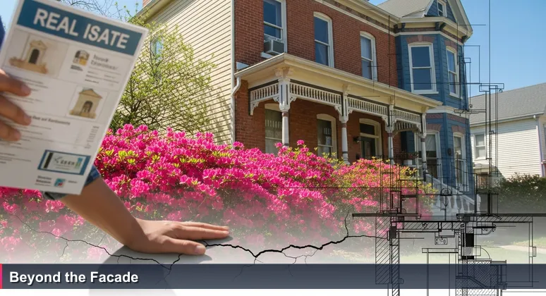 A hand touching the ornate brick of a historic Savannah home, holding a real estate listing, symbolizing the hidden value of AI salaries beyond surface numbers.